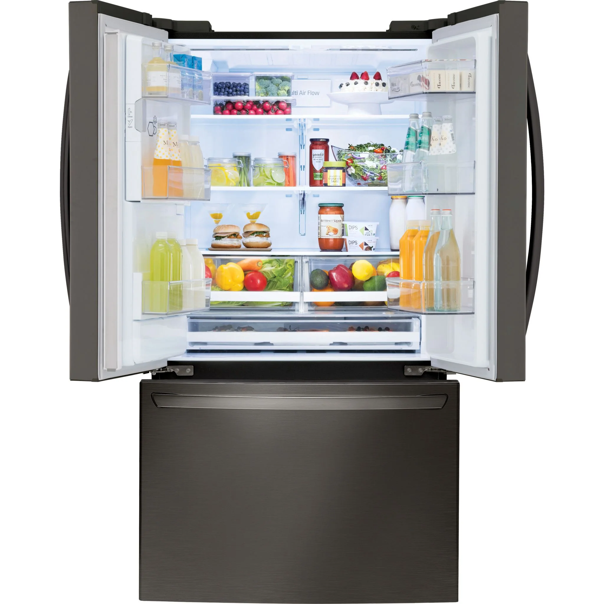 LG 28 cu.ft 3 Door French Door, Standard Depth, Ice and Water with Single Ice - Black Stainless (LRFS28XBD) - Image 10