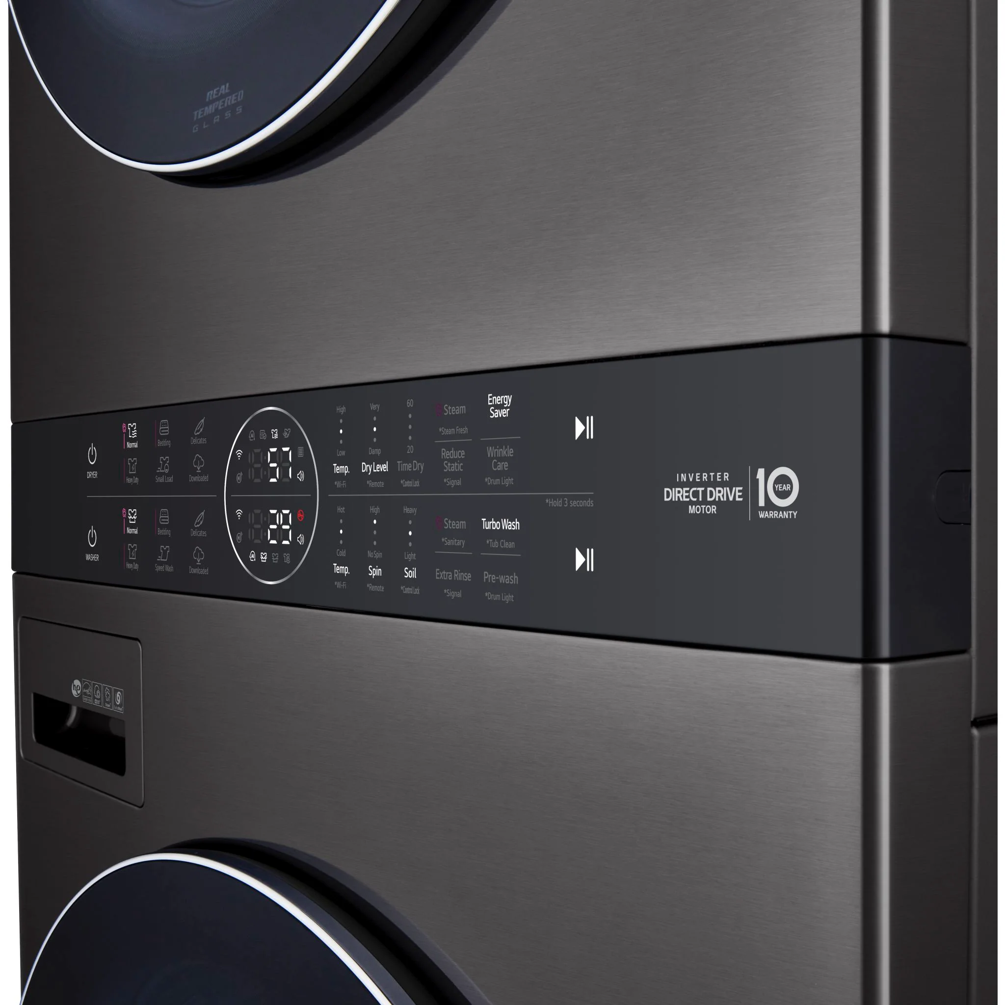 LG Single Unit Front Load LG WashTower® with Centre Control™ 5.2 cu. ft. Washer and 7.4 cu. ft. Gas - Black (WKGX201HBA) - Image 16