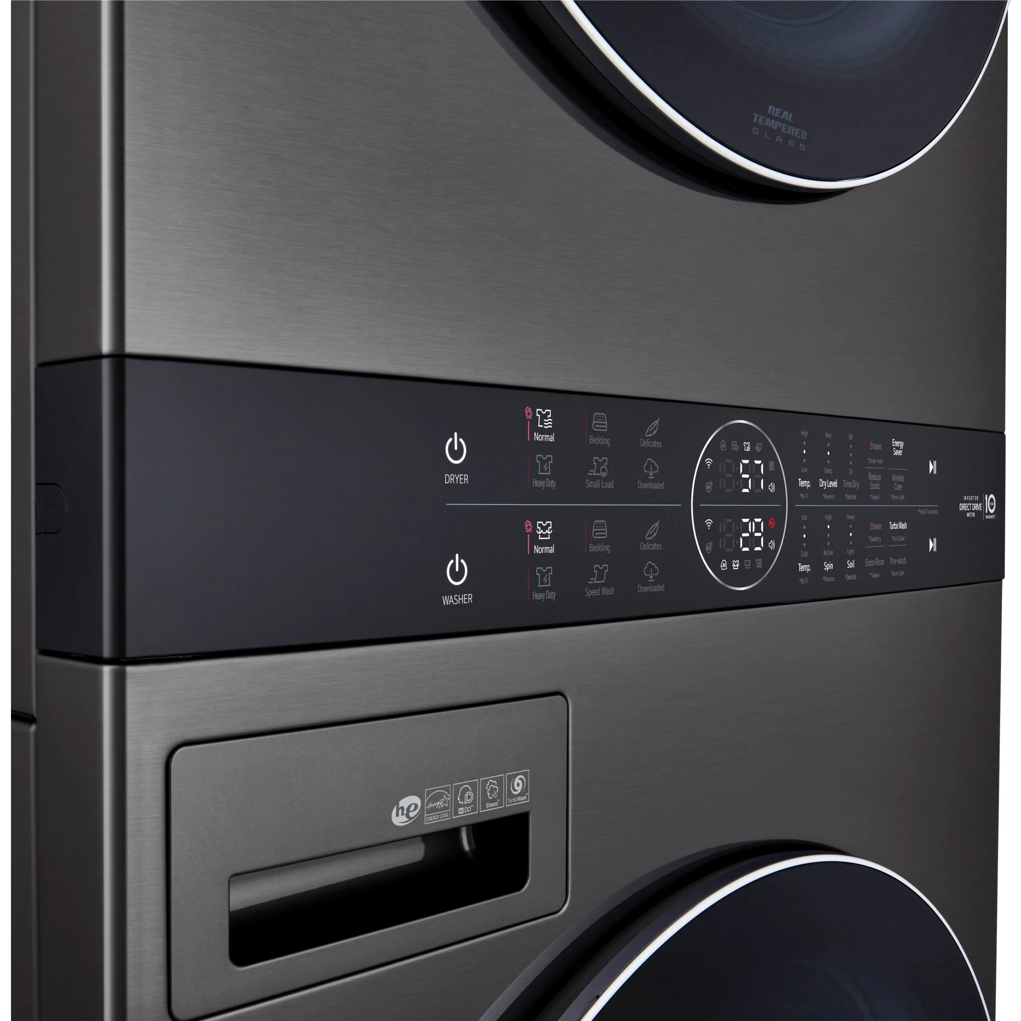 LG Single Unit Front Load LG WashTower® with Centre Control™ 5.2 cu. ft. Washer and 7.4 cu. ft. Gas - Black (WKGX201HBA) - Image 18